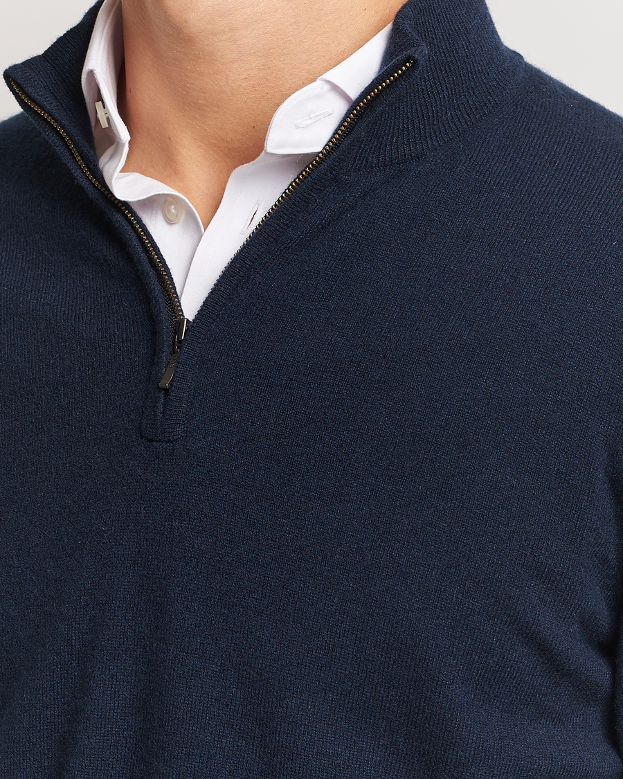 Mies | Puserot | Charles Tyrwhitt | Pure Cashmere Zip Neck Jumper Navy
