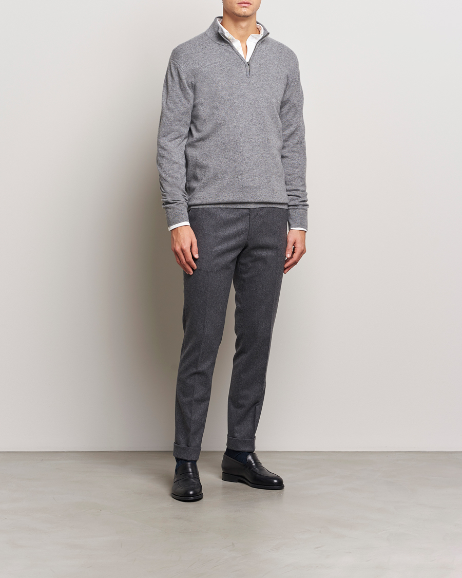 Mies | Puserot | Charles Tyrwhitt | Pure Cashmere Zip Neck Jumper Grey