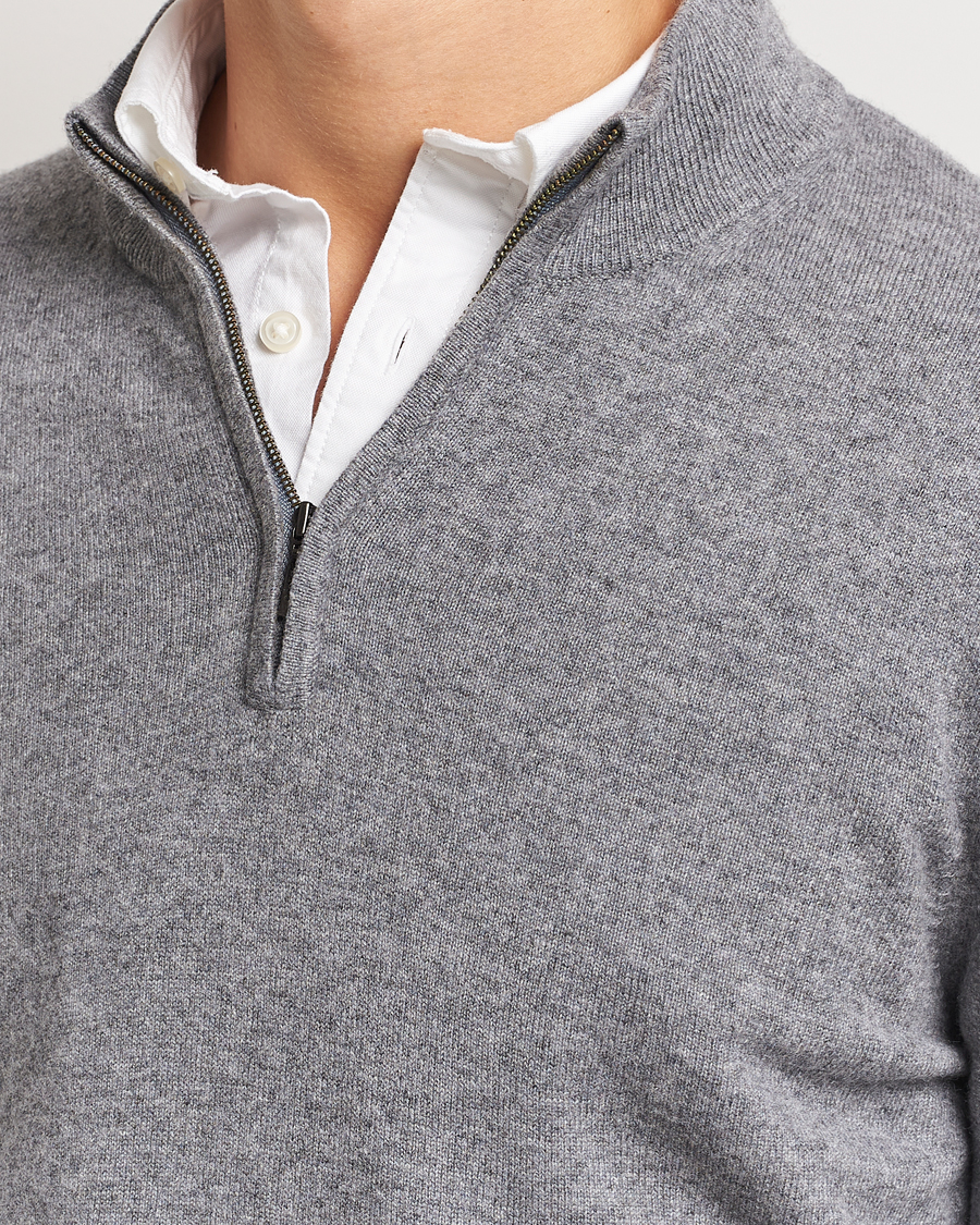 Mies | Puserot | Charles Tyrwhitt | Pure Cashmere Zip Neck Jumper Grey