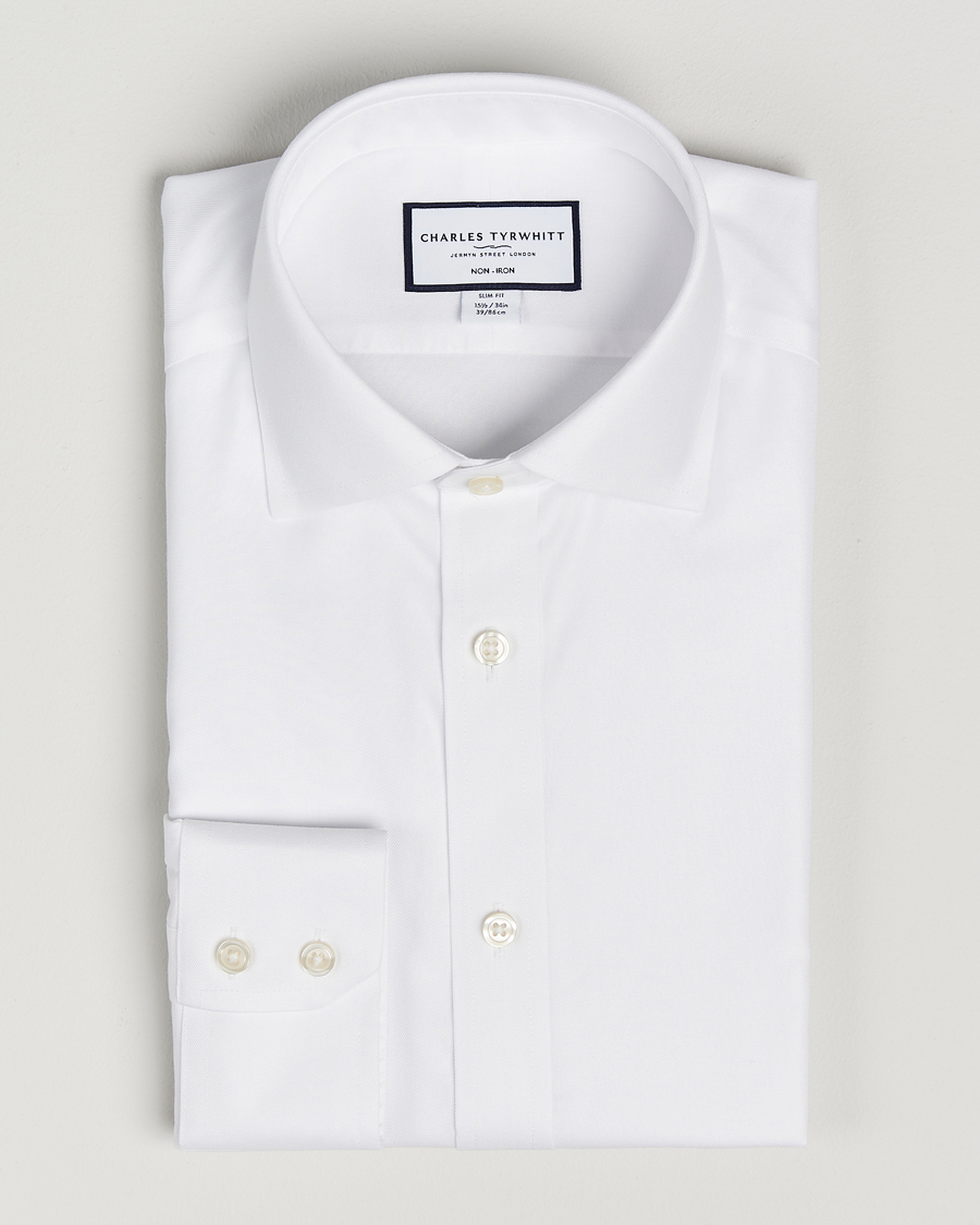 Mies | Kauluspaidat | Charles Tyrwhitt | Slim Fit Non Iron Cotton Twill Shirt White