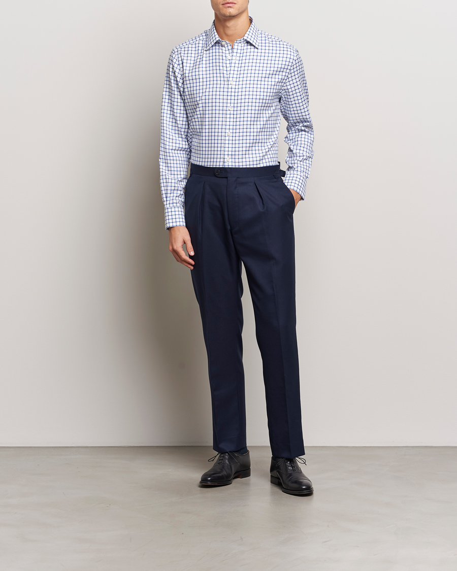 Mies | Kauluspaidat | Charles Tyrwhitt | Slim Fit Non Iron Grid Check Shirt Royal Blue