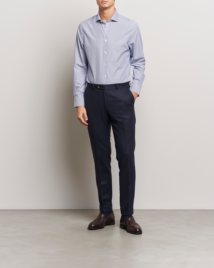 Mies | Kauluspaidat | Charles Tyrwhitt | Slim Fit Non Iron Bengal Stripe Poplin Shirt Navy
