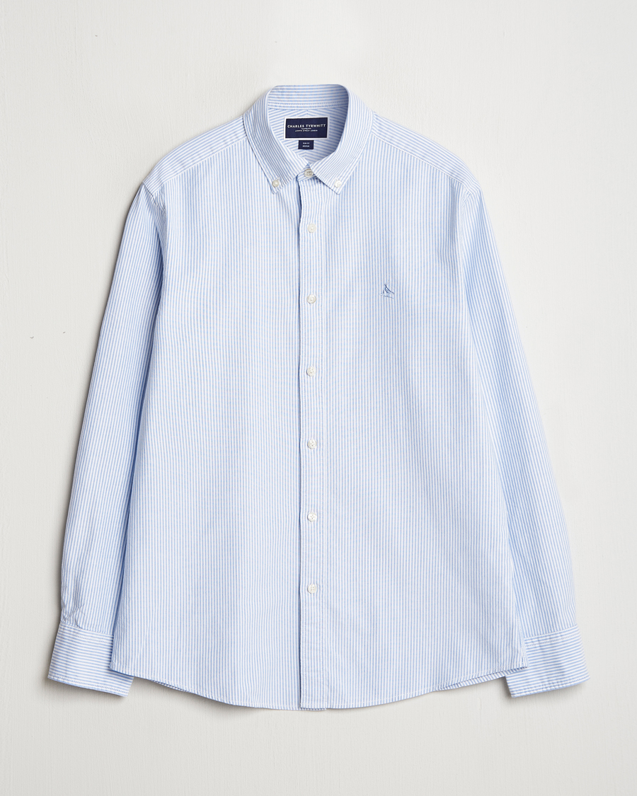 Mies | Kauluspaidat | Charles Tyrwhitt | Button Down Stretch Oxford Shirt Blue/Whte