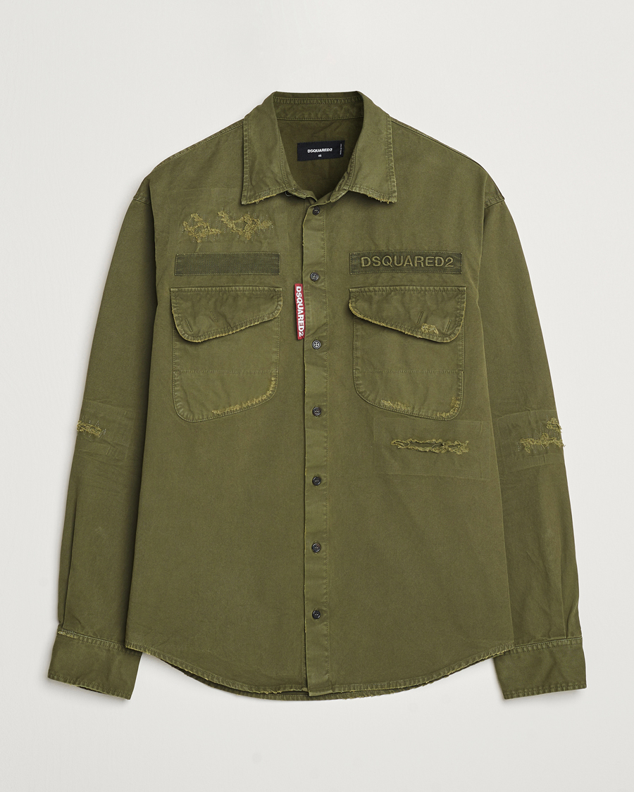 Mies | Kauluspaidat | Dsquared2 | Garment Dyed Ranger Shirt Army Green