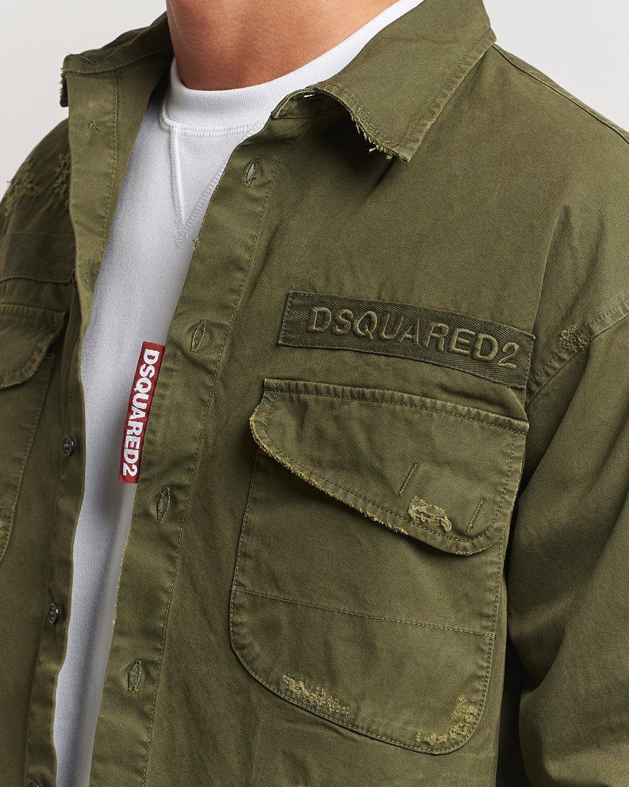 Mies | Kauluspaidat | Dsquared2 | Garment Dyed Ranger Shirt Army Green