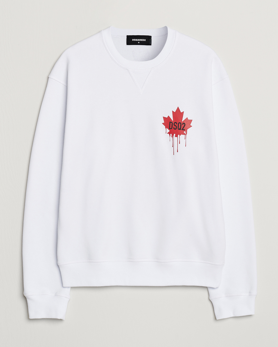 Mies | Puserot | Dsquared2 | Small Leaf Sweatshirt White