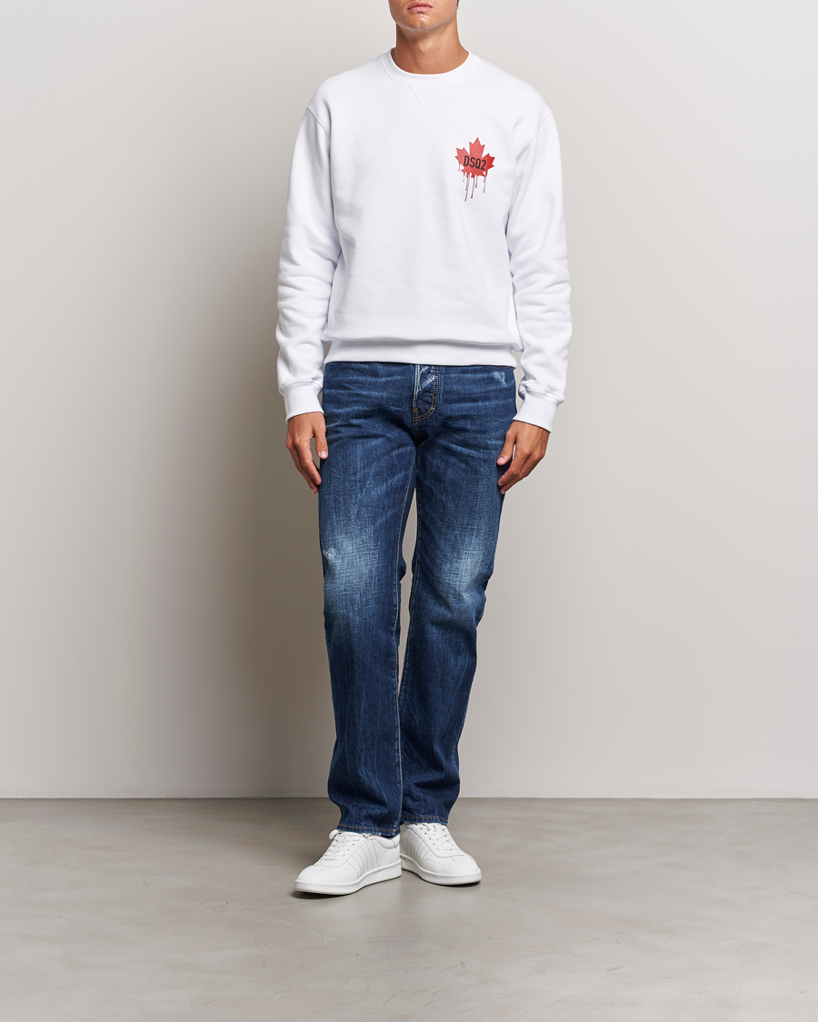 Mies | Puserot | Dsquared2 | Small Leaf Sweatshirt White