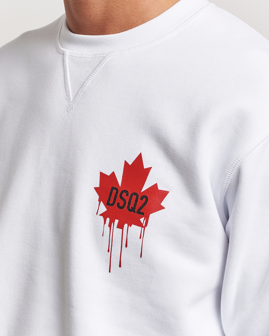 Mies | Puserot | Dsquared2 | Small Leaf Sweatshirt White