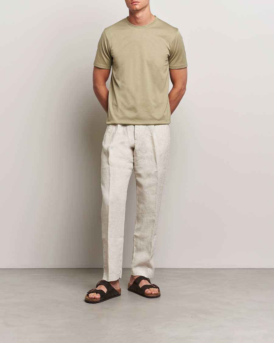 Mies | T-paidat | Sunspel | Crew Neck Q82 Cotton T-Shirt Pale Khaki