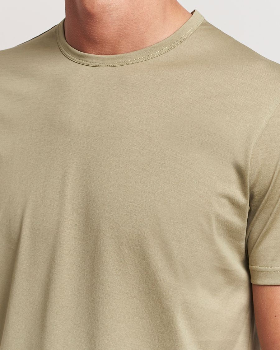 Mies | T-paidat | Sunspel | Crew Neck Q82 Cotton T-Shirt Pale Khaki
