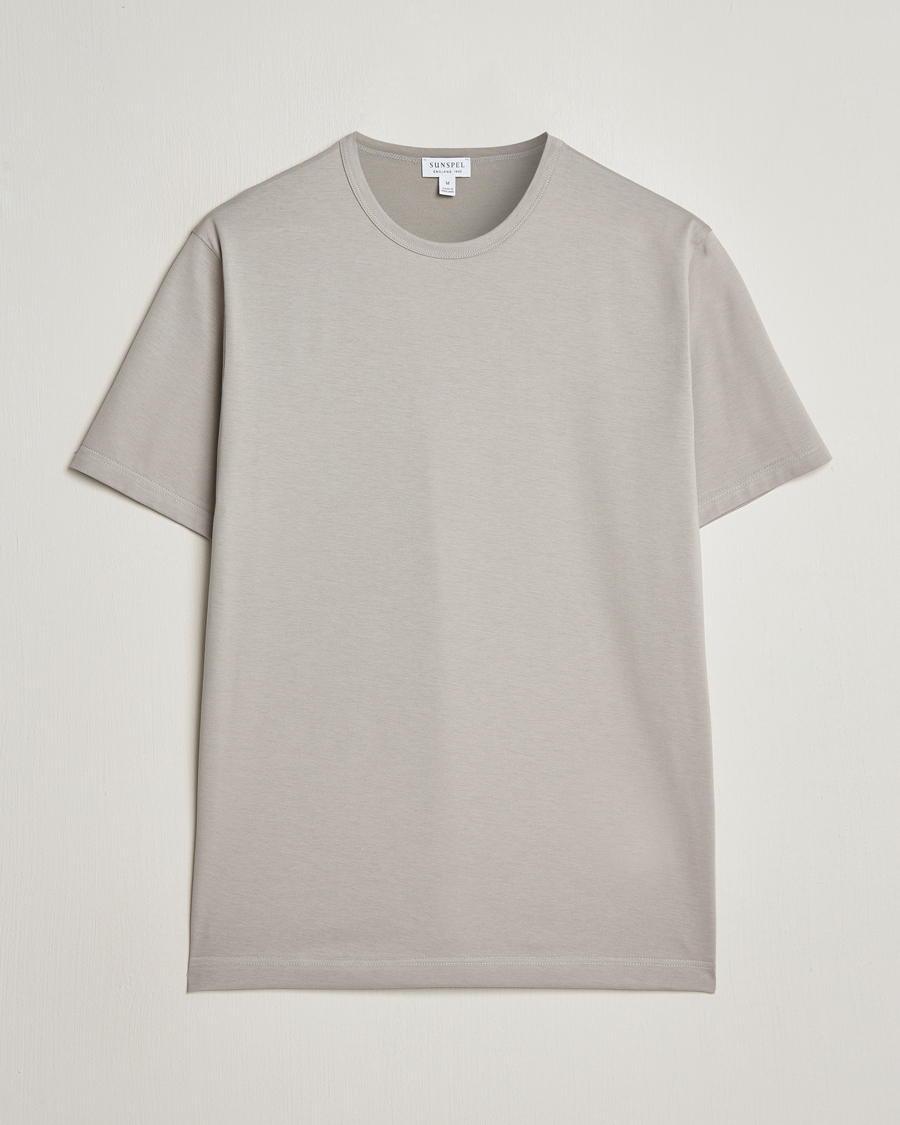 Mies | T-paidat | Sunspel | Crew Neck Q82 Cotton T-Shirt Mid Grey