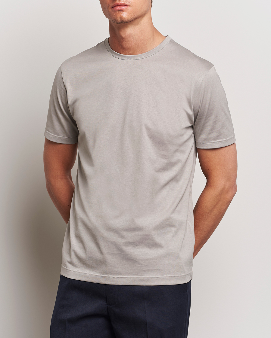 Mies | T-paidat | Sunspel | Crew Neck Q82 Cotton T-Shirt Mid Grey