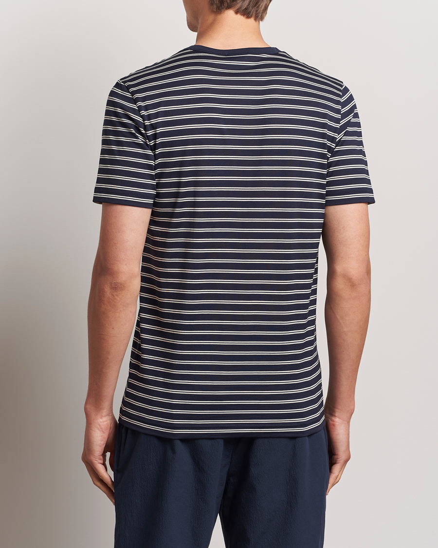 Mies | T-paidat | Sunspel | Striped Crew Neck Cotton Tee Navy/Ecru