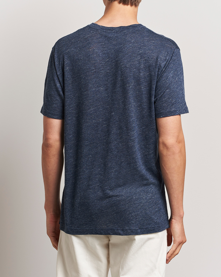 Mies | T-paidat | Sunspel | Linen T-Shirt Navy Melange