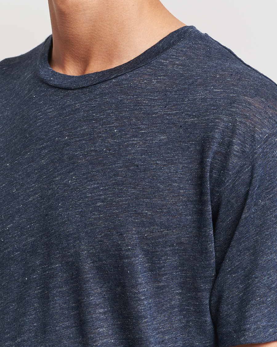 Mies | T-paidat | Sunspel | Linen T-Shirt Navy Melange