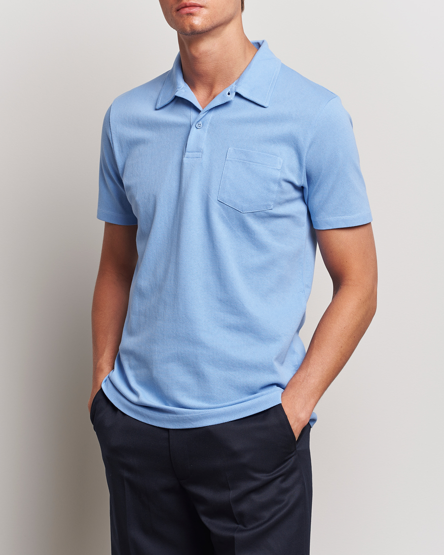 Herr | Nya produktbilder | Sunspel | Riviera Polo Shirt Cool Blue