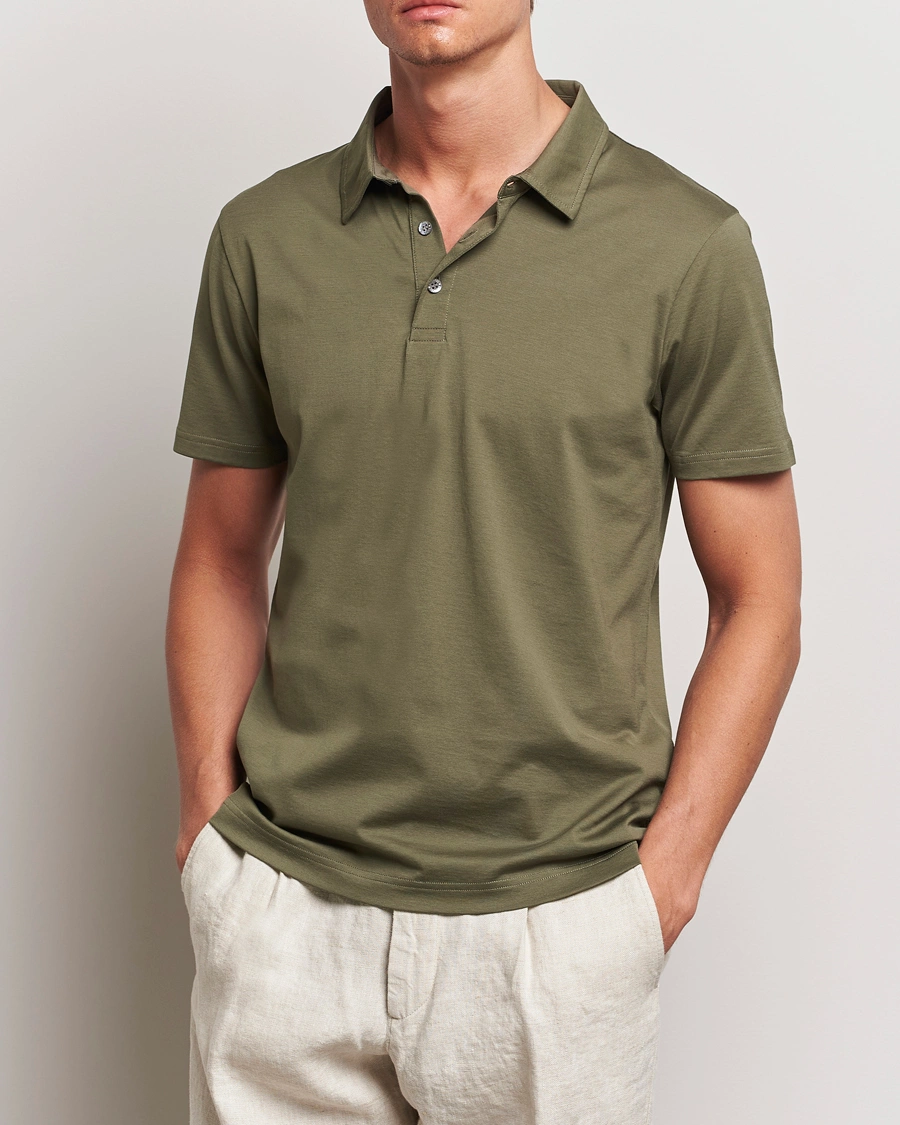 Mies |  | Sunspel | Cotton Jersey Polo Khaki
