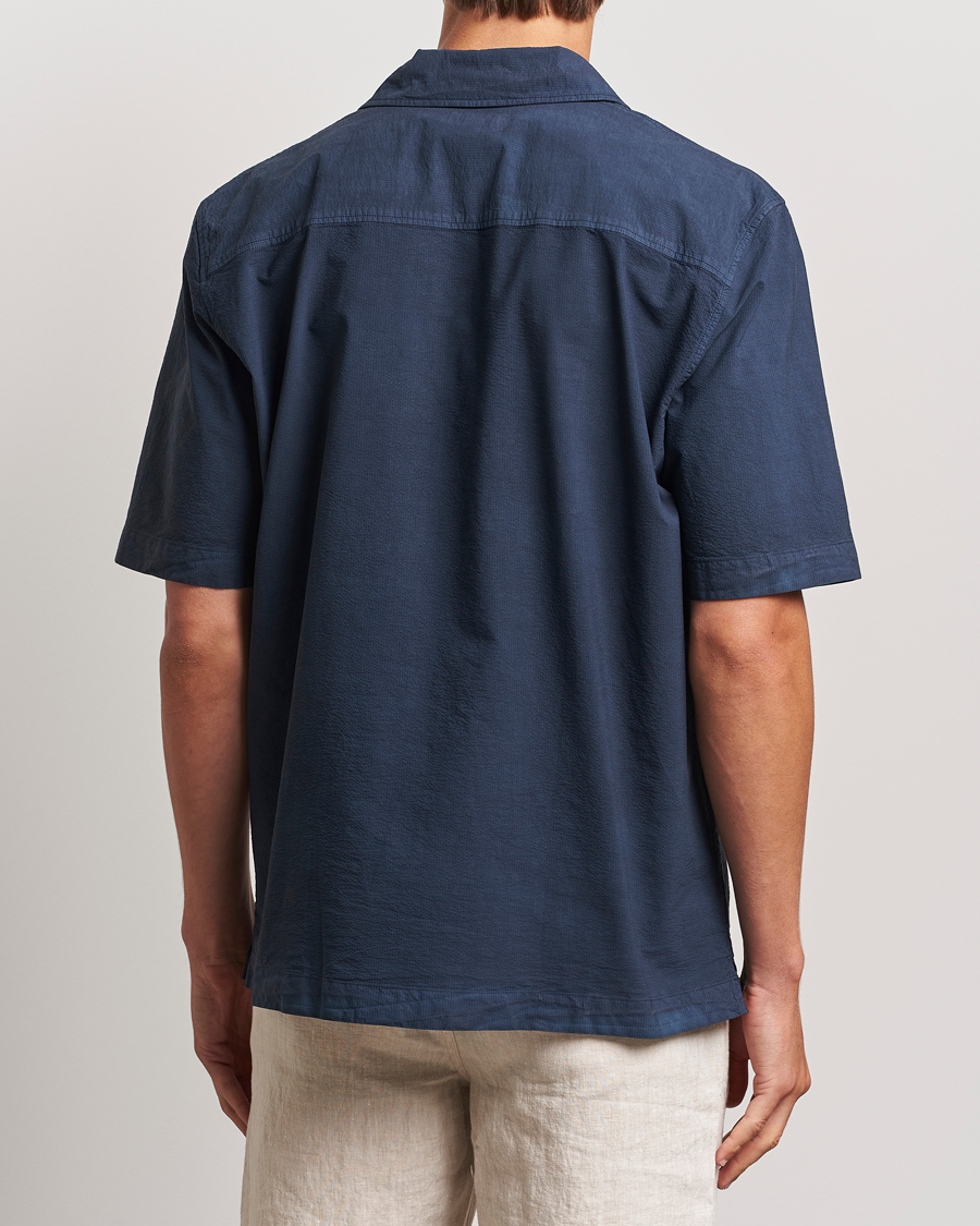 Mies | Kauluspaidat | Sunspel | Lightweight Seersucker Shirt Navy