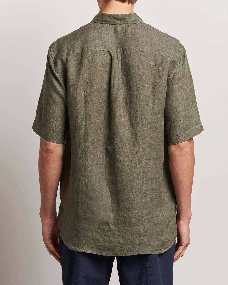 Mies | Kauluspaidat | Sunspel | Short Sleeved Linen Shirt Khaki