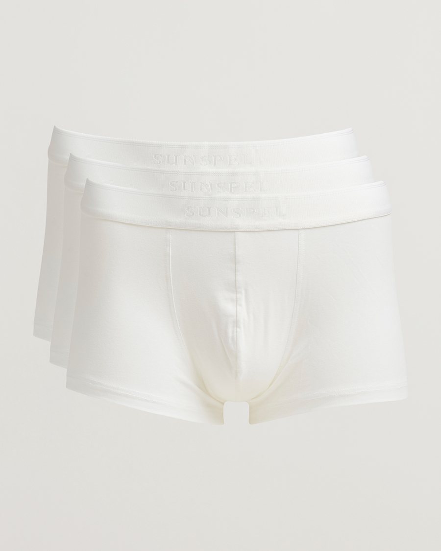 Mies | Alusvaatteet | Sunspel | 3-Pack Cotton Stretch Trunk White