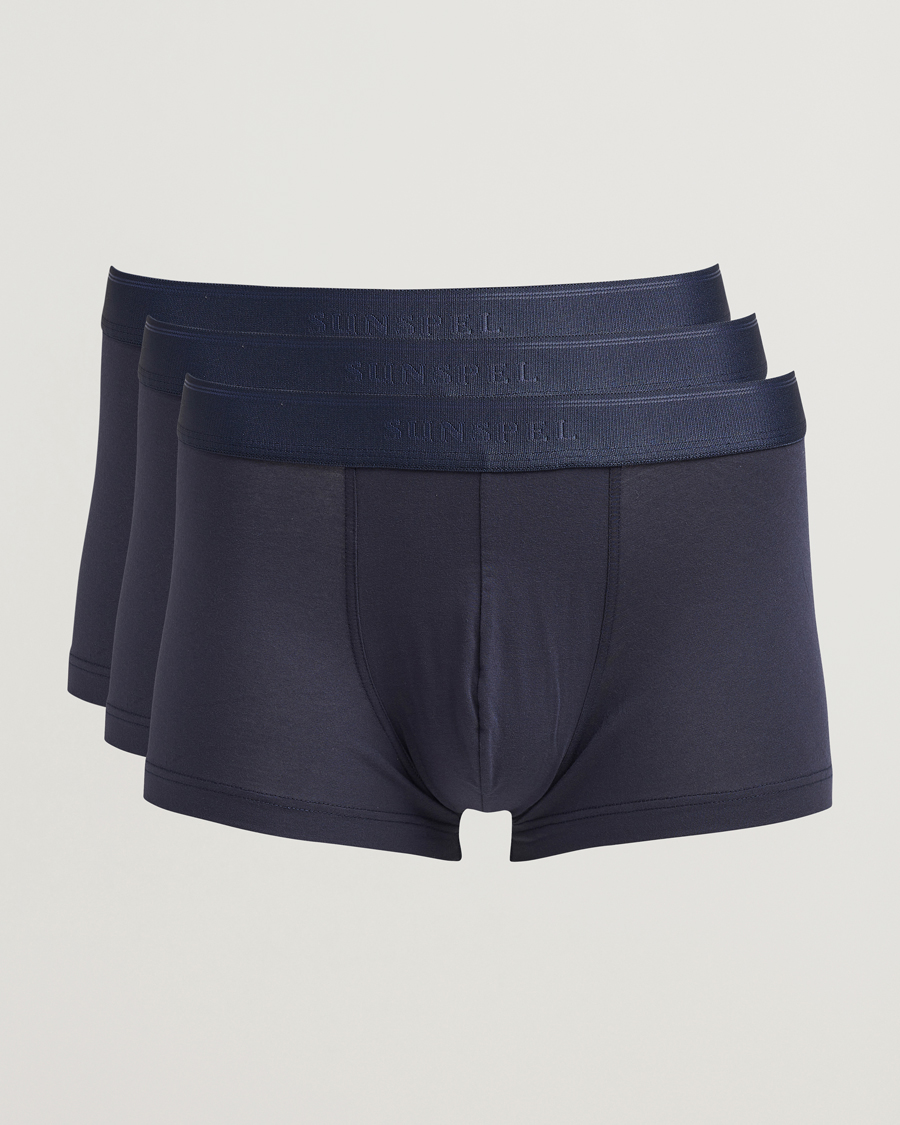 Mies | Alusvaatteet | Sunspel | 3-Pack Cotton Stretch Trunk Navy