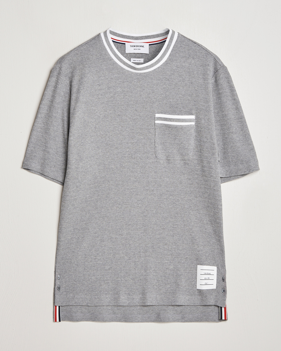 Mies | T-paidat | Thom Browne | Short Sleeve Contrast T-Shirt Light Grey