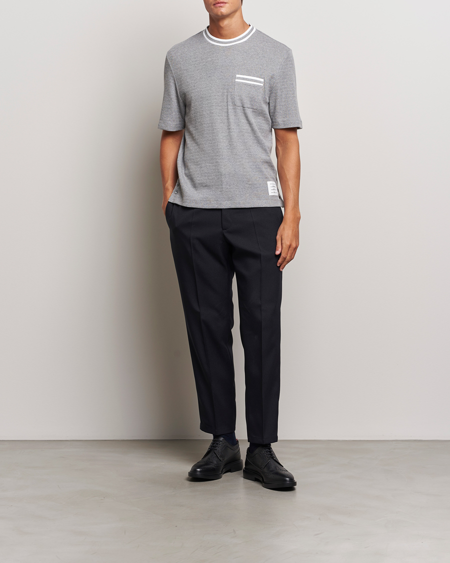 Mies | T-paidat | Thom Browne | Short Sleeve Contrast T-Shirt Light Grey