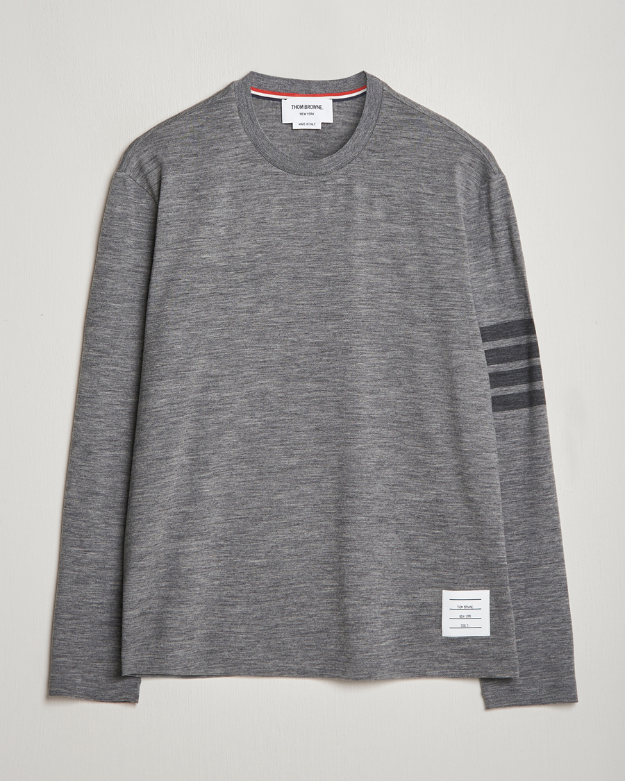 Mies | T-paidat | Thom Browne | Long Sleeve Wool Jersey T-Shirt Medium Grey
