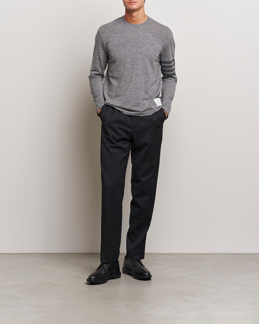 Mies | T-paidat | Thom Browne | Long Sleeve Wool Jersey T-Shirt Medium Grey