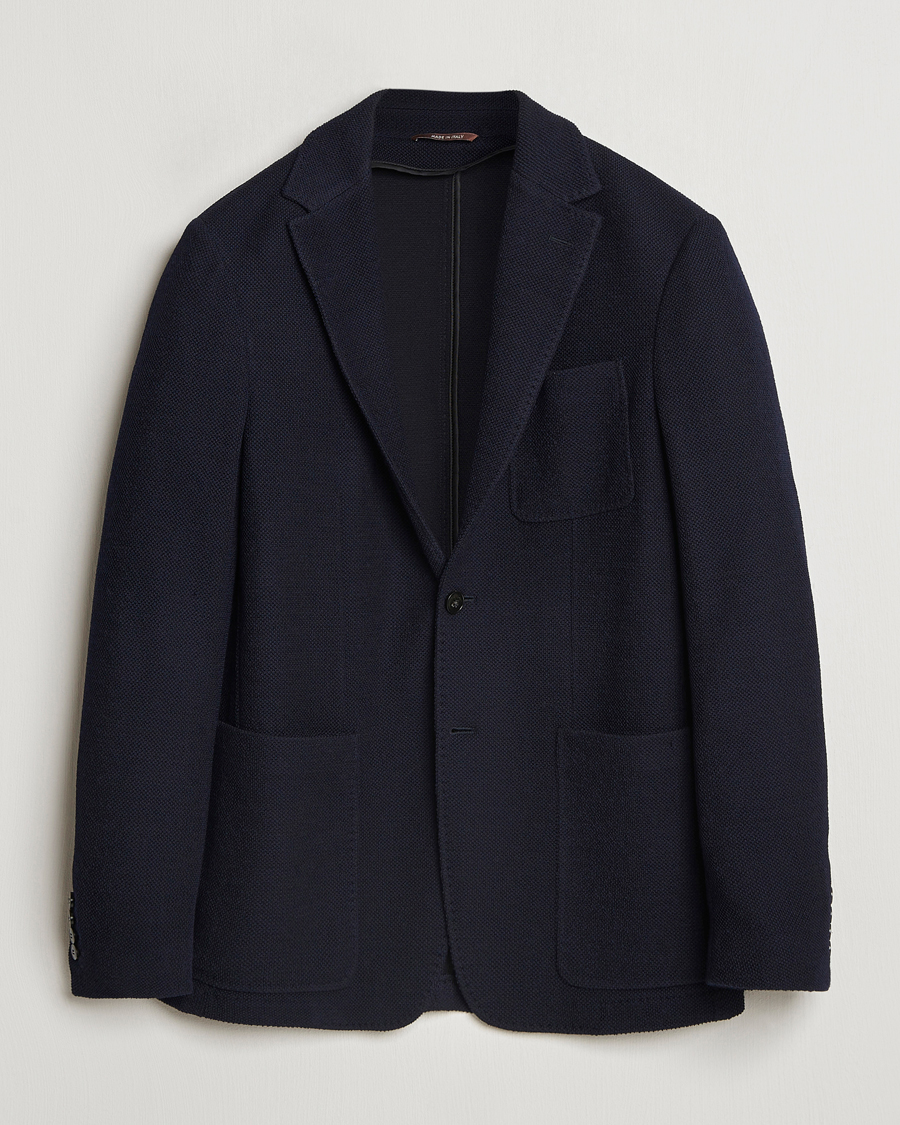 Mies | Pikkutakit | Canali | Structured Wool Jersey Blazer Navy