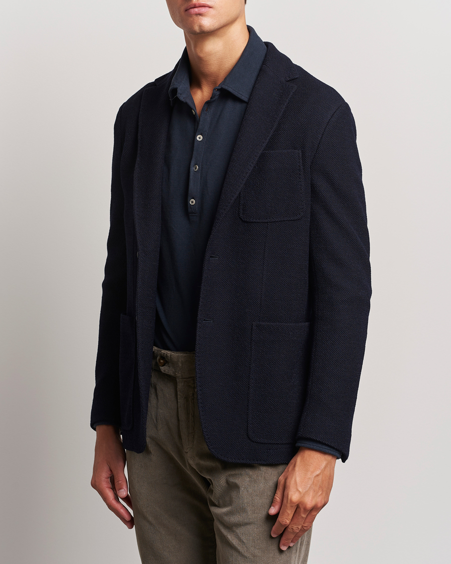 Mies | Pikkutakit | Canali | Structured Wool Jersey Blazer Navy