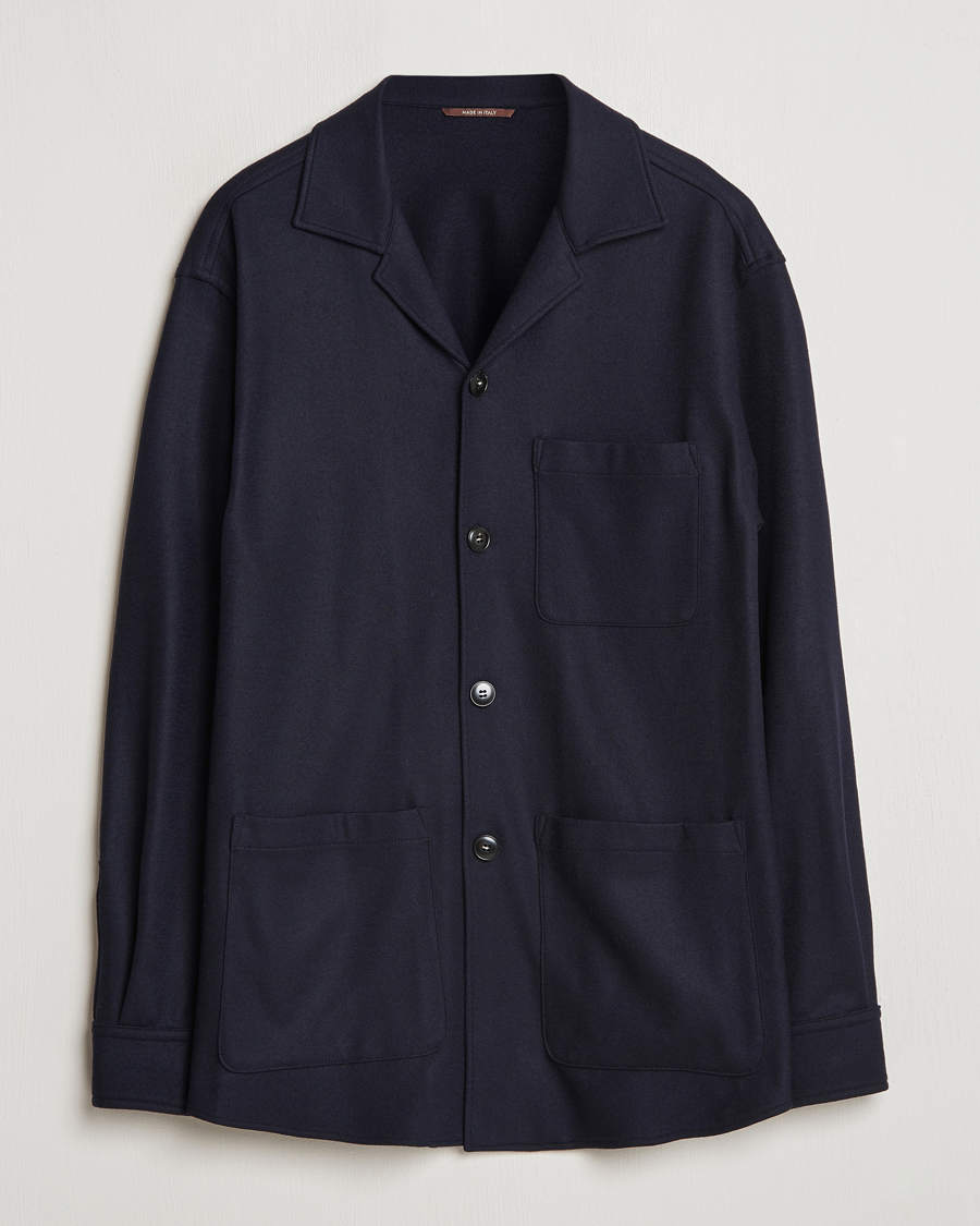 Mies | Takit | Canali | Wool Shirt Jacket Navy