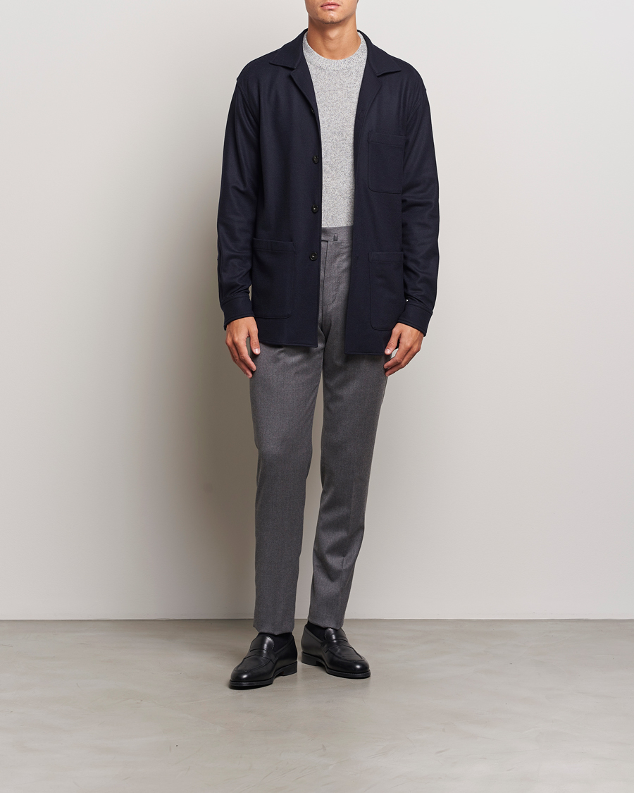 Mies | Takit | Canali | Wool Shirt Jacket Navy