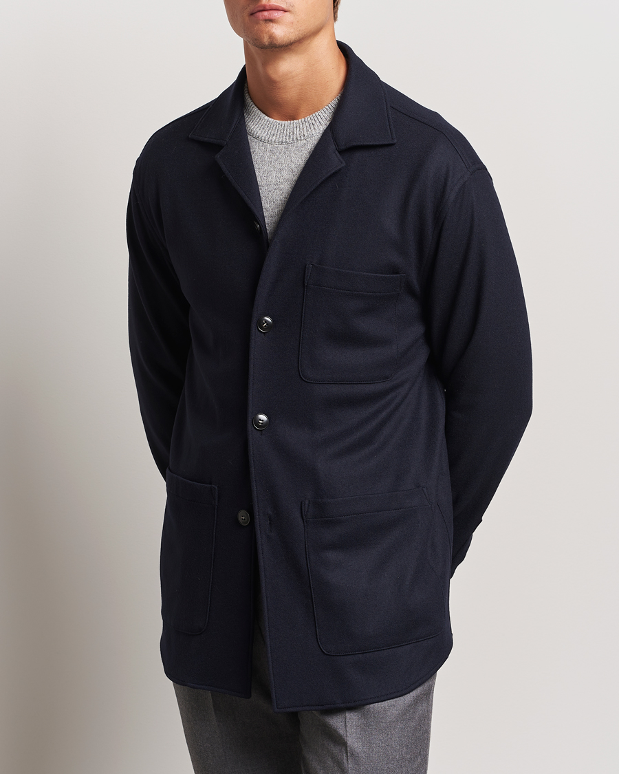 Mies | Takit | Canali | Wool Shirt Jacket Navy