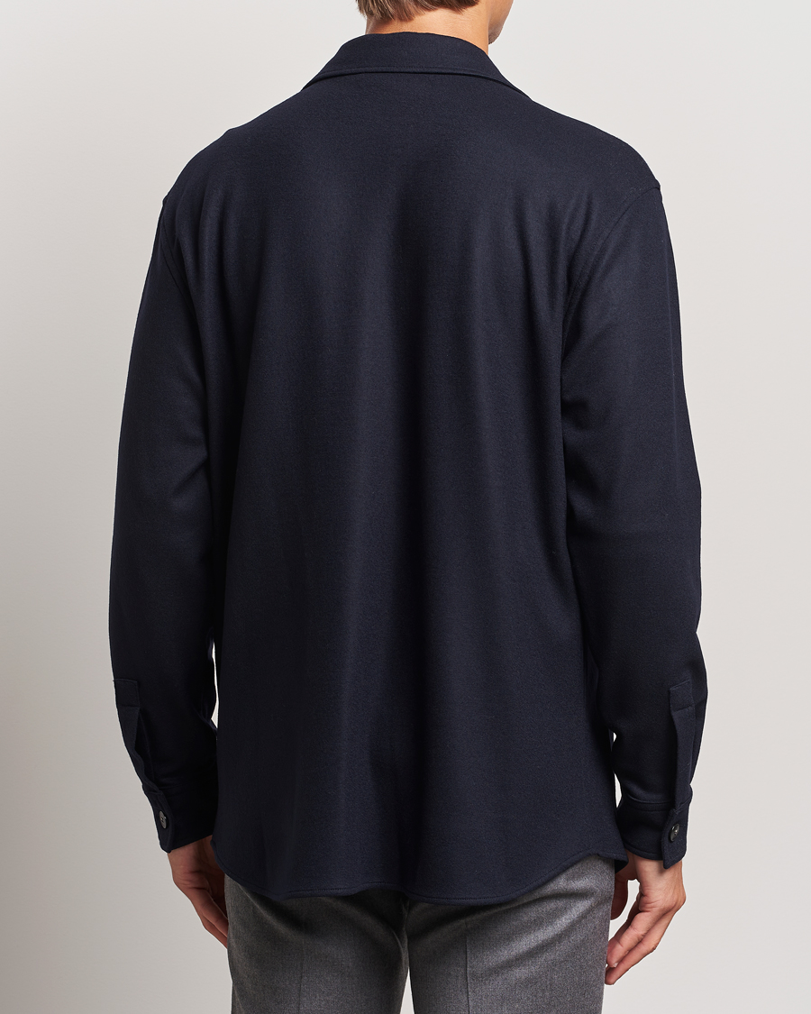 Mies | Takit | Canali | Wool Shirt Jacket Navy