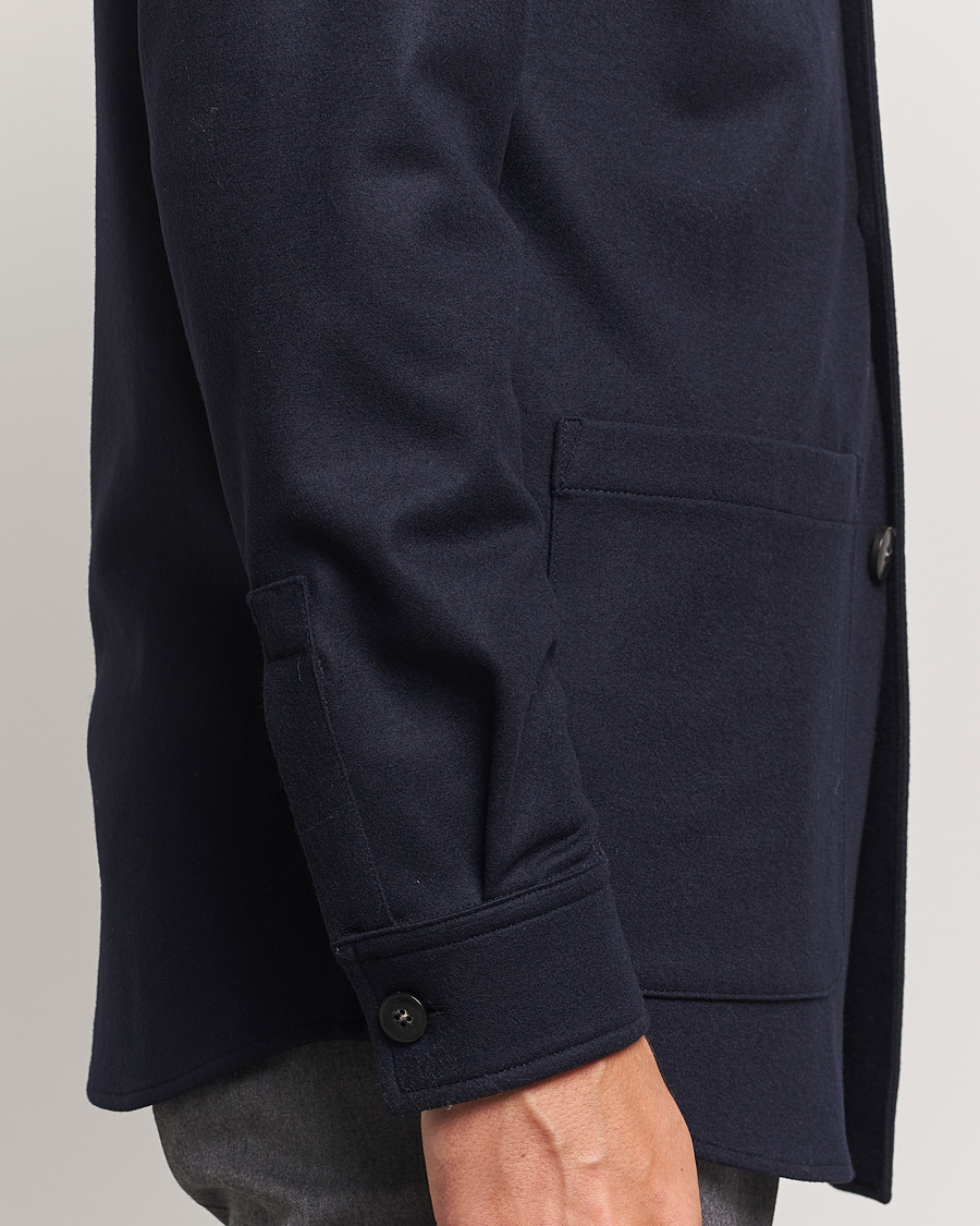 Mies | Takit | Canali | Wool Shirt Jacket Navy