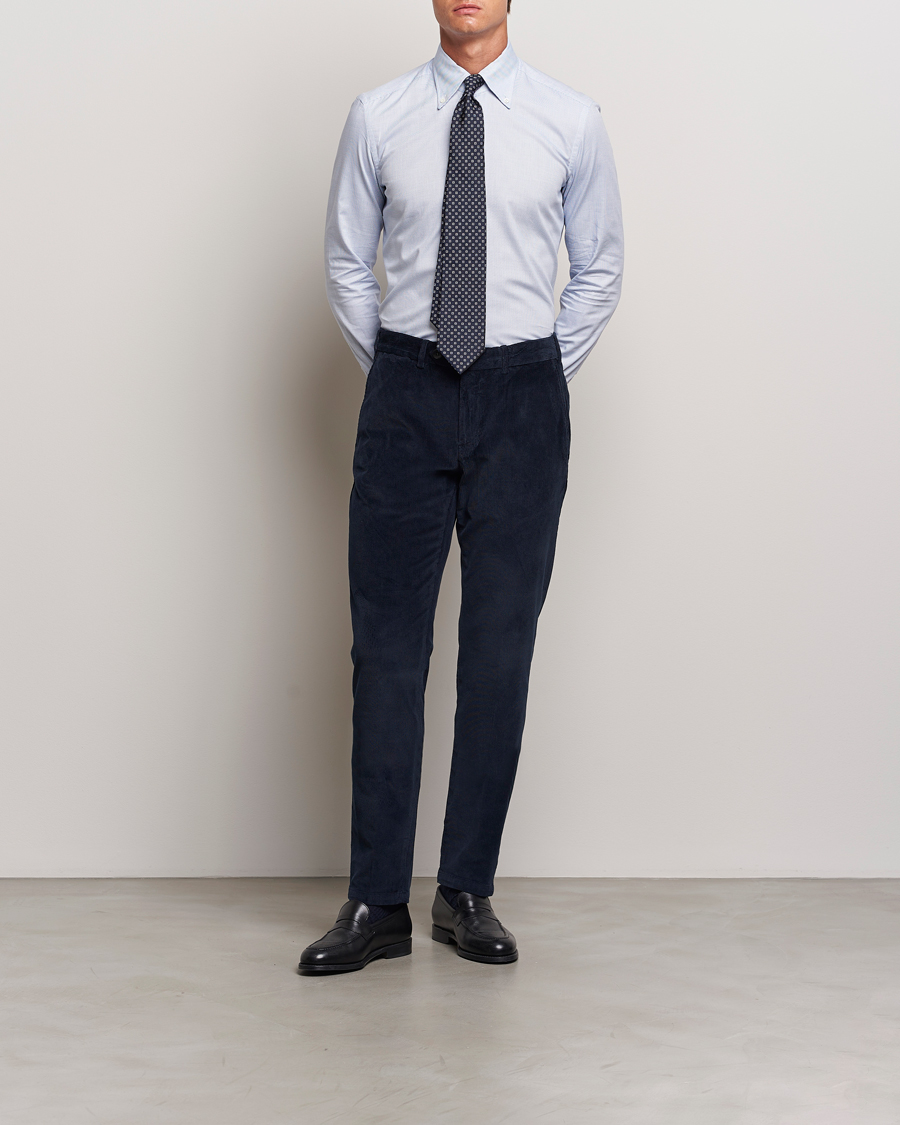 Mies | Housut | Canali | Slim Fit Corduroy Trousers Navy