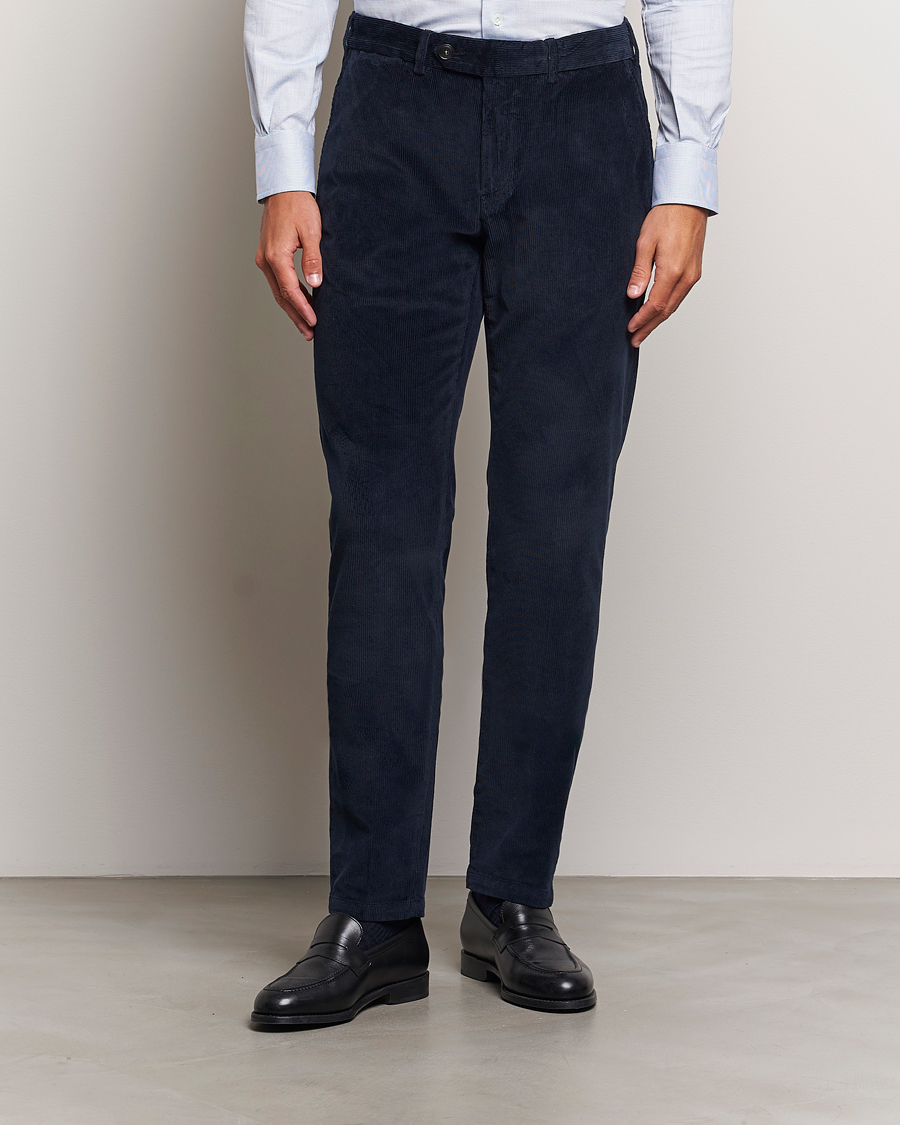 Mies | Housut | Canali | Slim Fit Corduroy Trousers Navy