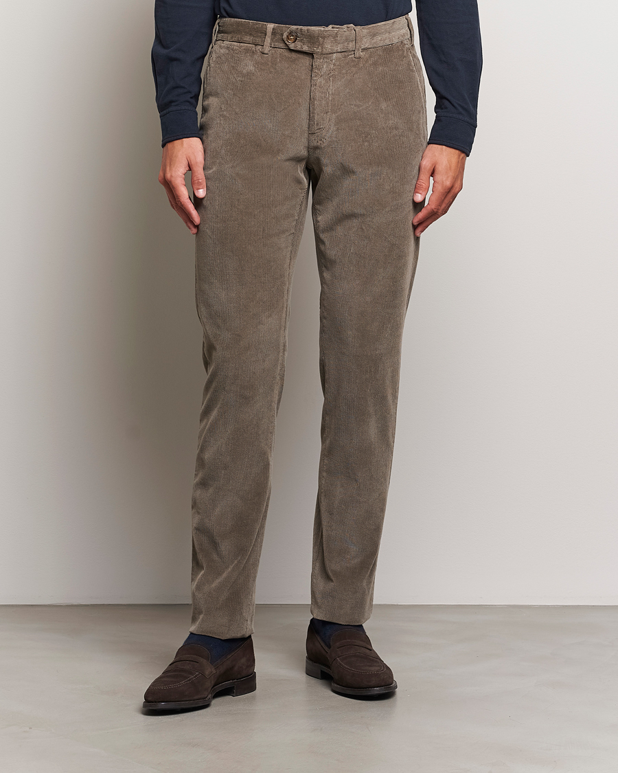 Mies | Housut | Canali | Slim Fit Corduroy Trousers Taupe