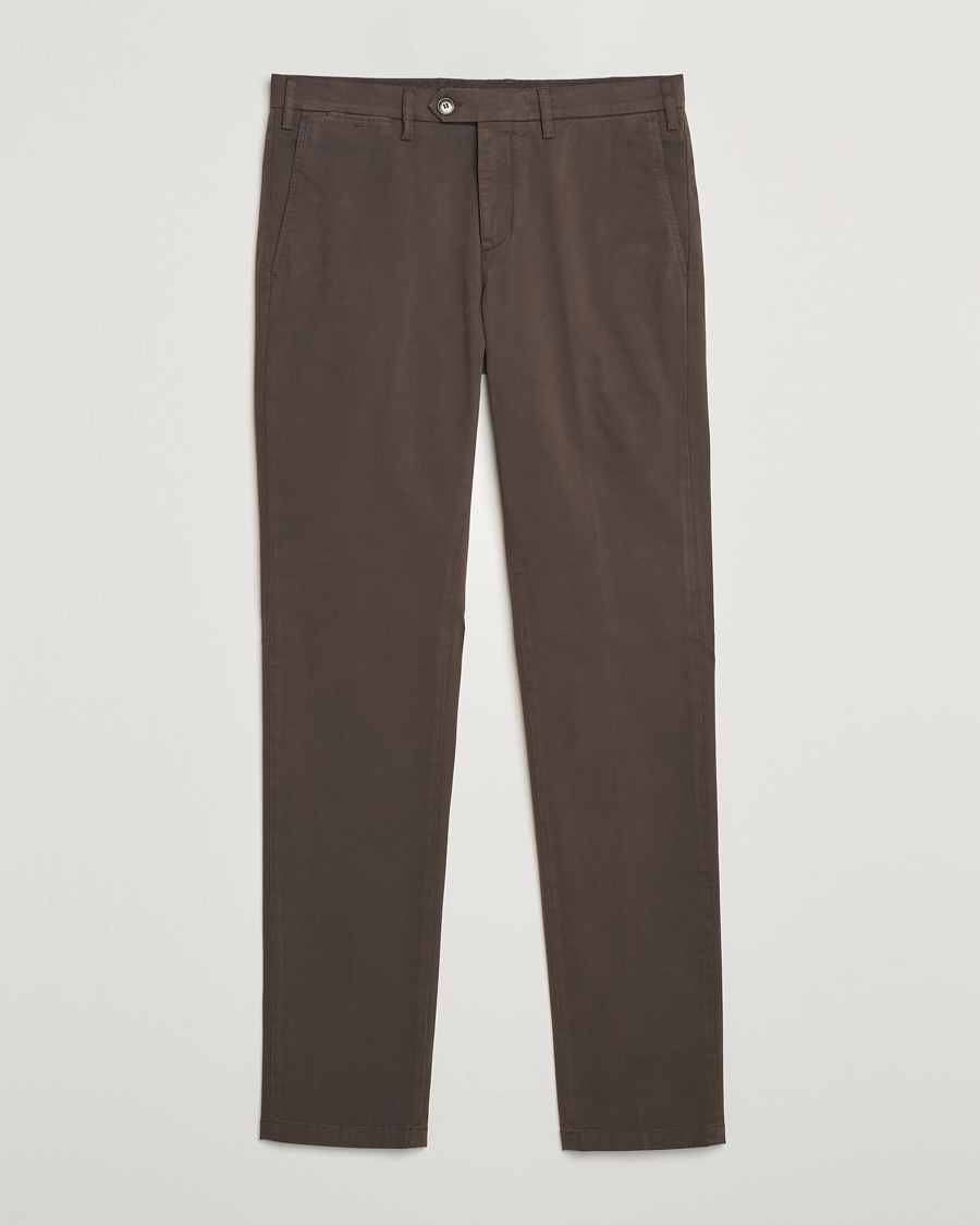 Mies | Housut | Canali | Cotton Stretch Trousers Brown
