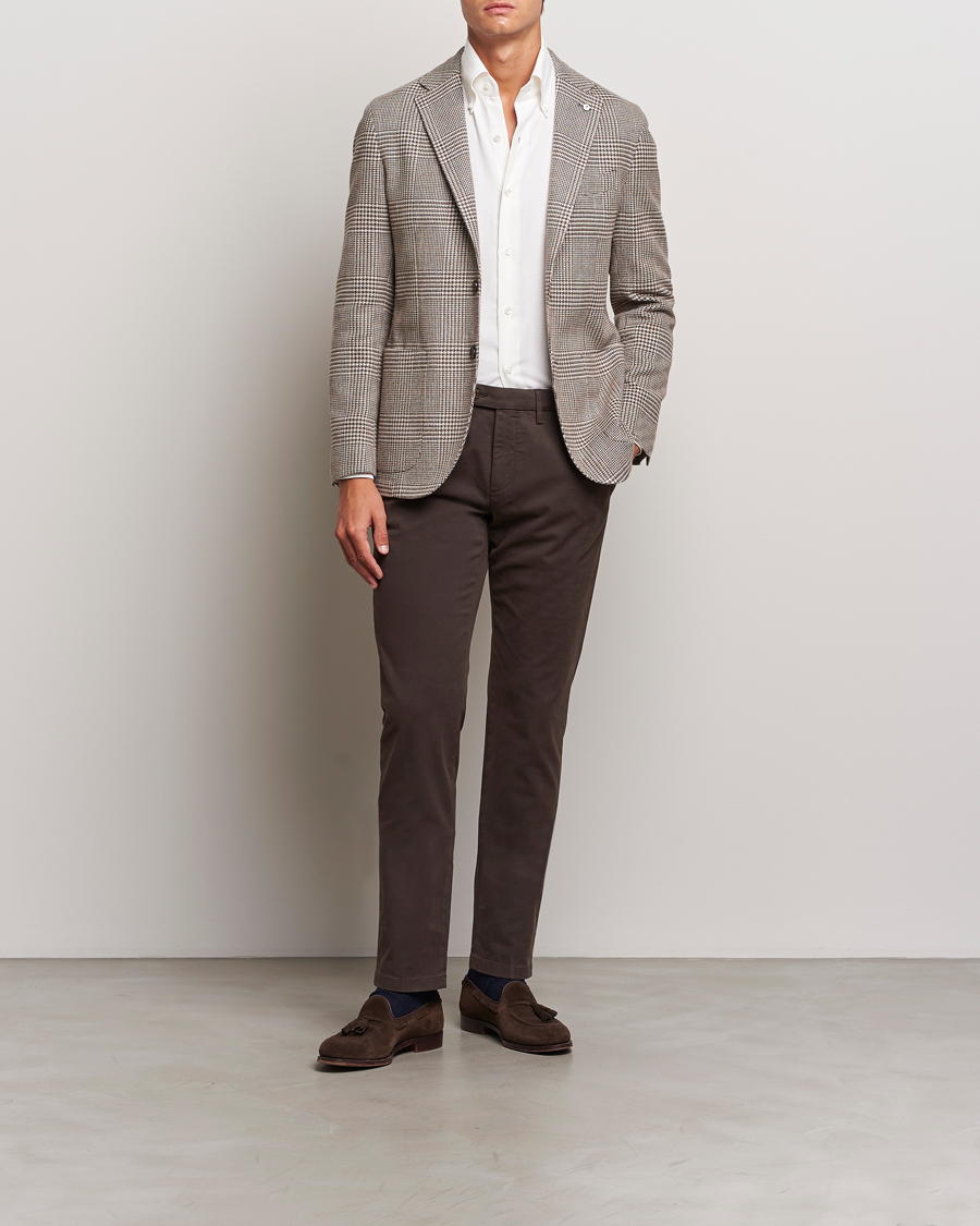 Mies | Housut | Canali | Cotton Stretch Trousers Brown
