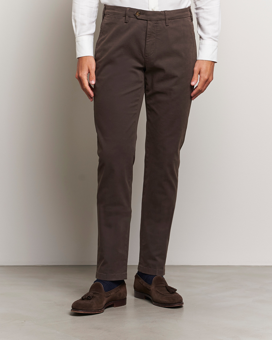 Mies | Housut | Canali | Cotton Stretch Trousers Brown