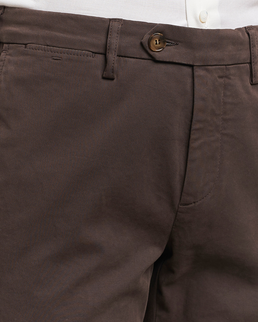Mies | Housut | Canali | Cotton Stretch Trousers Brown