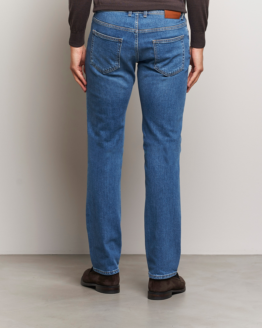 Mies | Farkut | Canali | Slim Fit Stretch Denim Dark Blue Wash