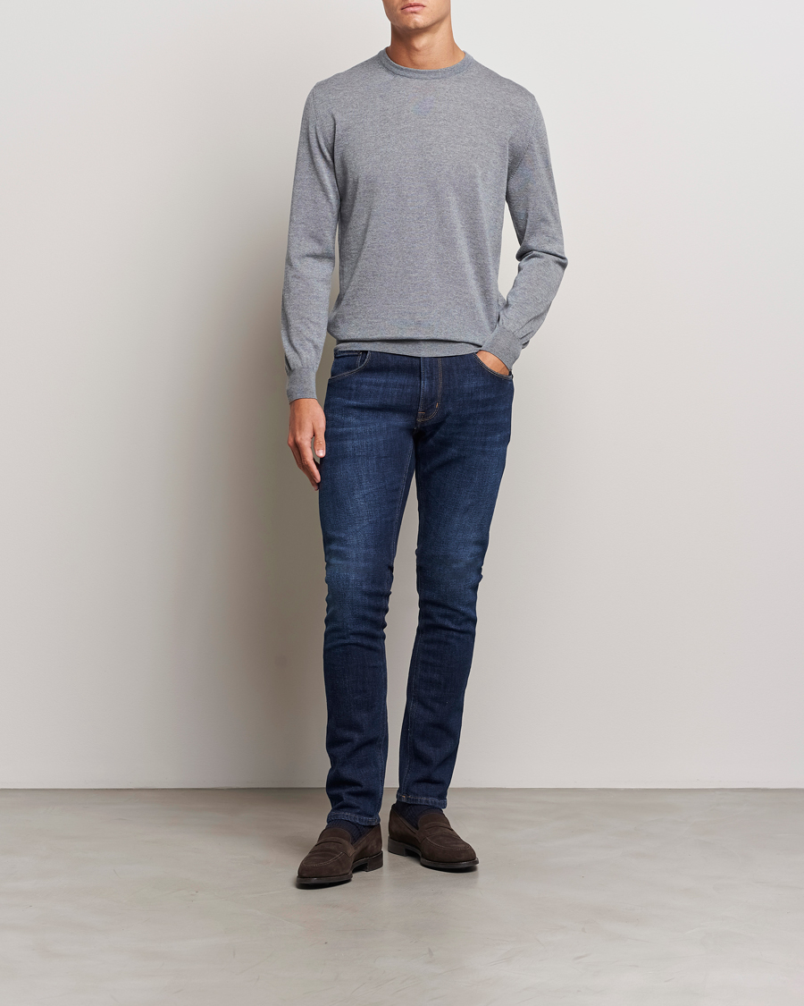 Mies | Puserot | Canali | Merino Wool Crew Neck Light Grey