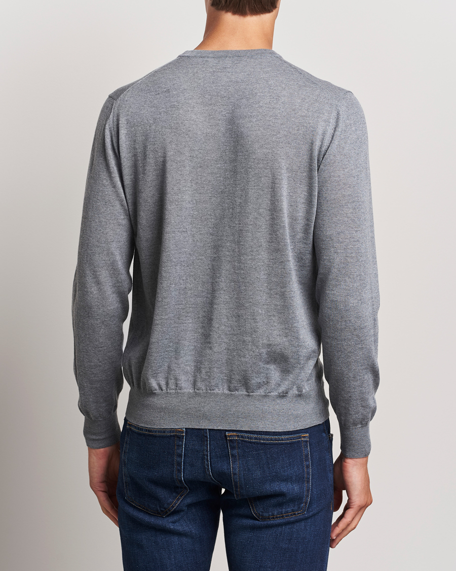 Mies | Puserot | Canali | Merino Wool Crew Neck Light Grey