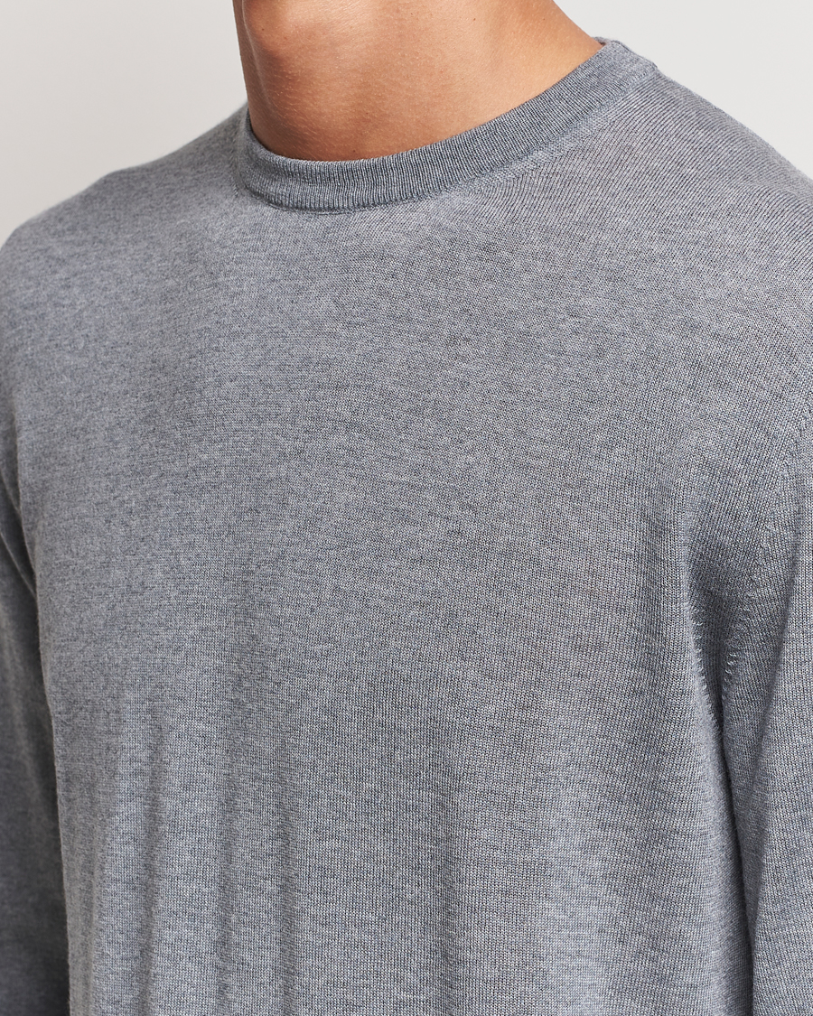 Mies | Puserot | Canali | Merino Wool Crew Neck Light Grey