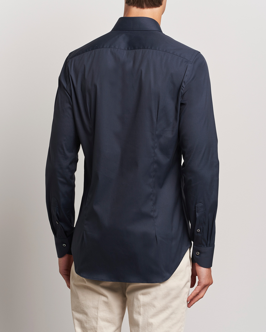 Mies | Kauluspaidat | Canali | Slim Fit Cotton/Stretch Shirt Navy