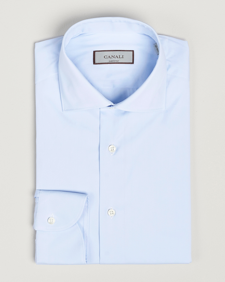 Mies | Kauluspaidat | Canali | Slim Fit Cotton/Stretch Shirt Light Blue