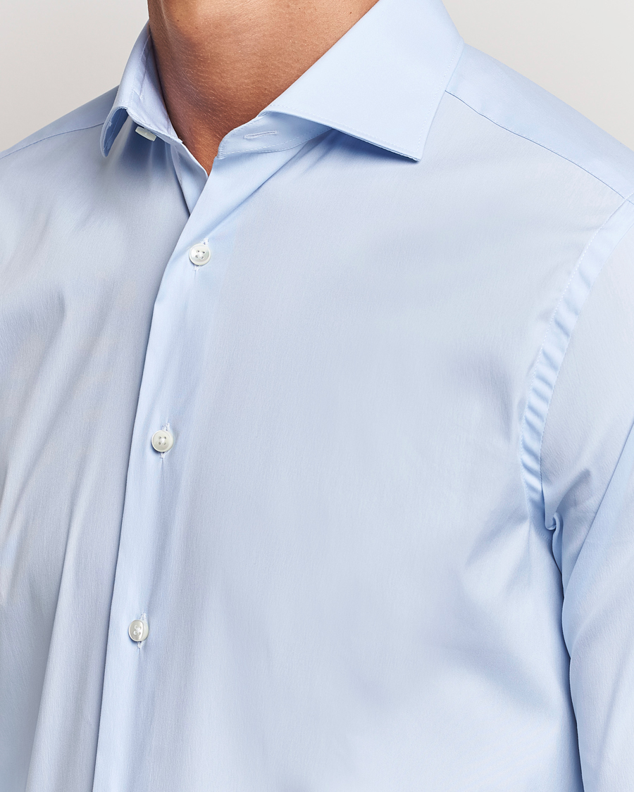 Mies | Kauluspaidat | Canali | Slim Fit Cotton/Stretch Shirt Light Blue